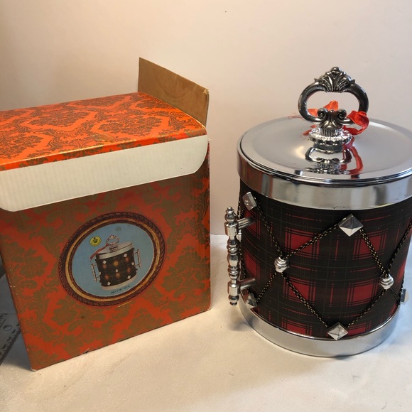 Vintage Tartan Ice Bucket with Lid,  Hong Kong Drum style With Original Box - Picture 3 of 16